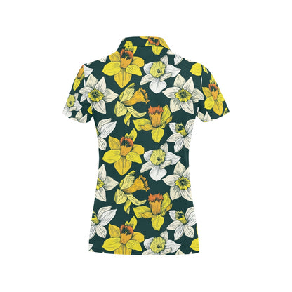 Daffodils Pattern Print Design DF02 Women's Polo Shirt
