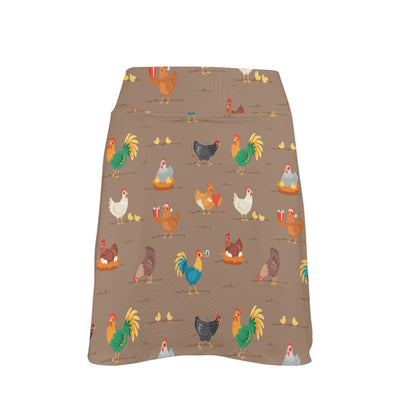 Chicken Happy Print Pattern 17" Golf & Pickleball Skort with Pockets