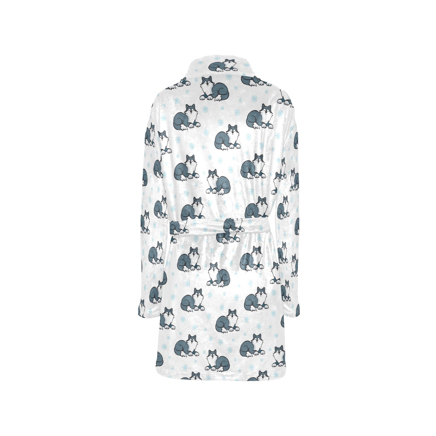 Alaskan Malamute Pattern Print Design 03 Women's Fleece Robe