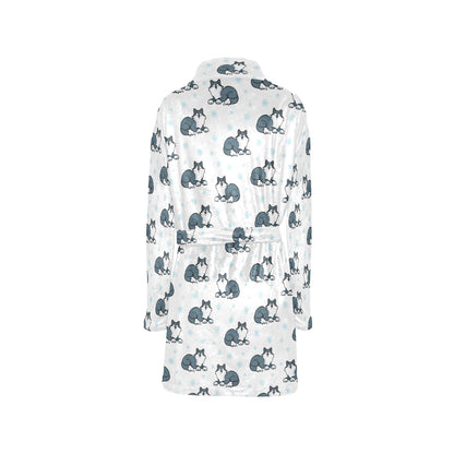 Alaskan Malamute Pattern Print Design 03 Women's Fleece Robe