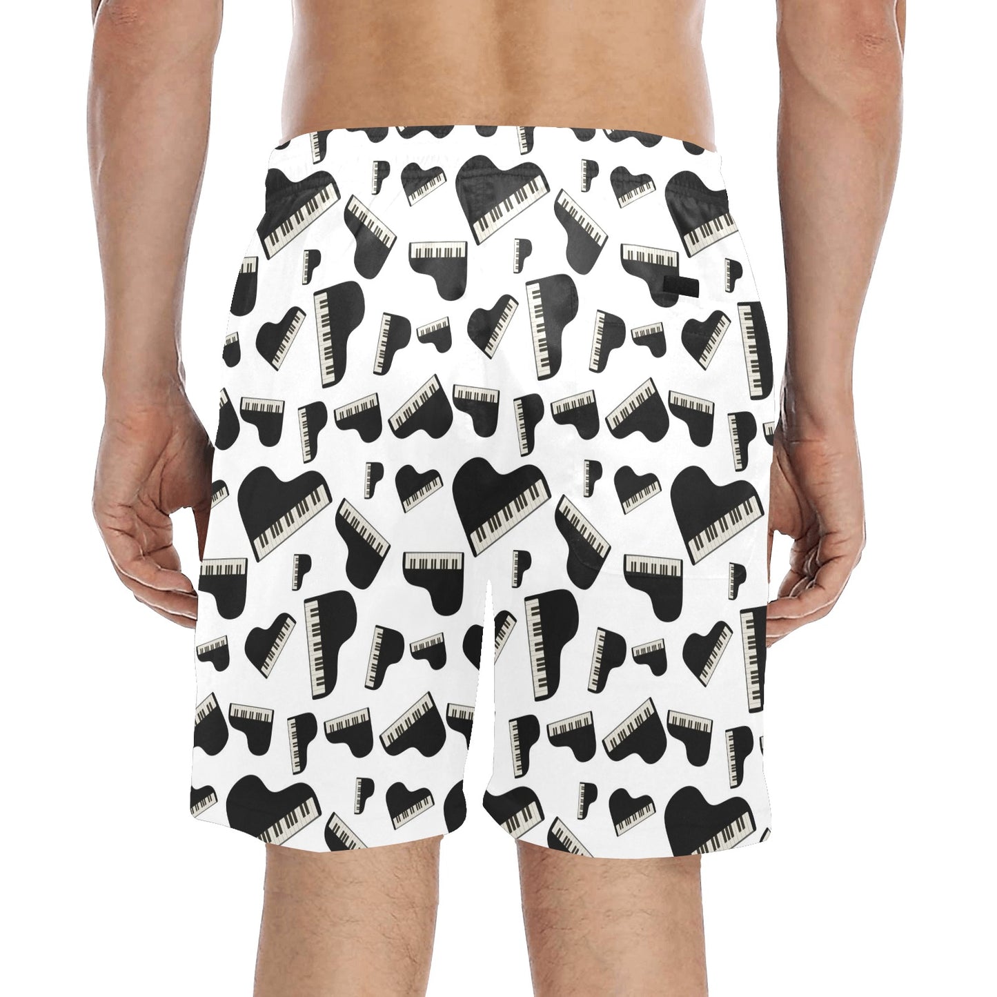 Piano Print Design LKS405 Men's Swim Trunks Beach Shorts