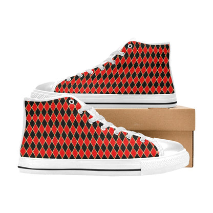Harlequin Print Design LKS401 Men's High Top Canvas Shoes