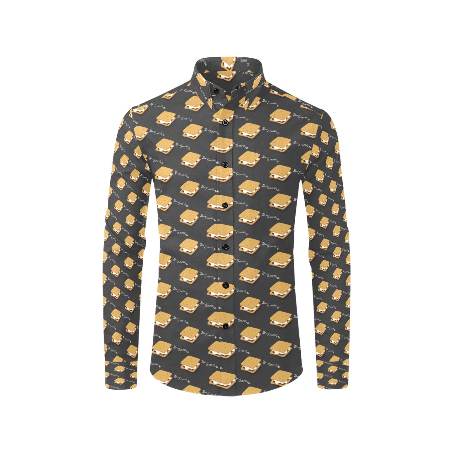 S_Mores Print Design LKS301 Men's Long Sleeve Dress Shirt