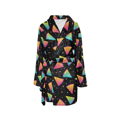 Rainbow Watermelon Pattern Print Design A04 Women's Fleece Robe