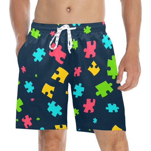 Autism Awareness Colorful Design Print Men's Swim Trunks Beach Shorts