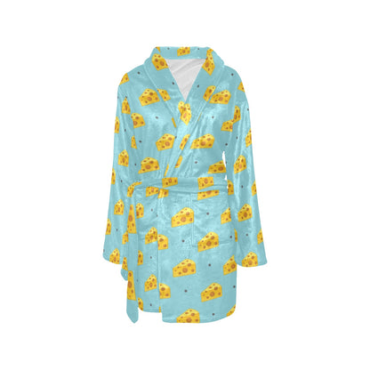 Cheese Pattern Print Design 02 Women's Fleece Robe