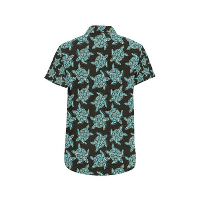 Sea Turtle Print Design LKS302 Men Short Sleeve Button Up Shirt