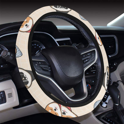 Shiba Inu Print Design LKS3010 Steering Wheel Cover with Elastic Edge