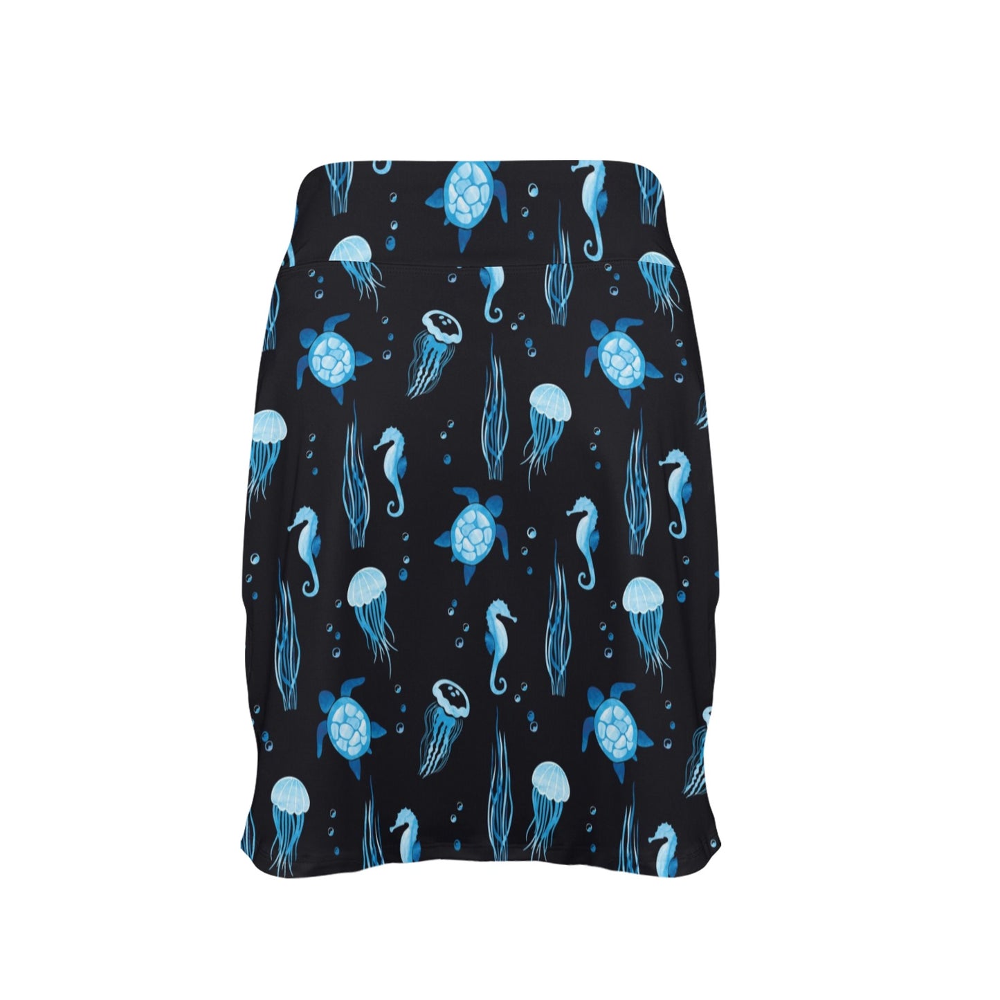 Sea Turtle Jelly Fish Sea Horse Print Design LKS3014 17" Golf & Pickleball Skort with Pockets
