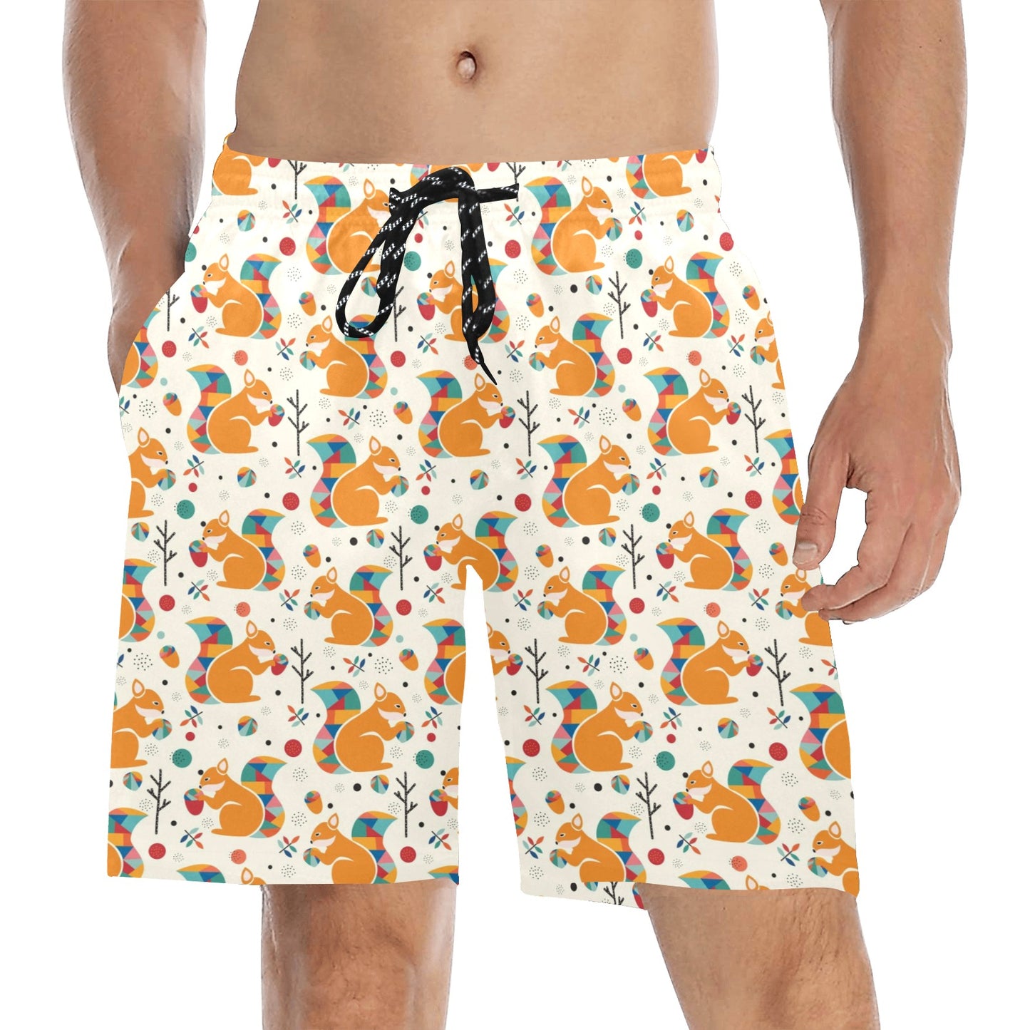 Squirrel Print Design LKS304 Men's Swim Trunks Beach Shorts