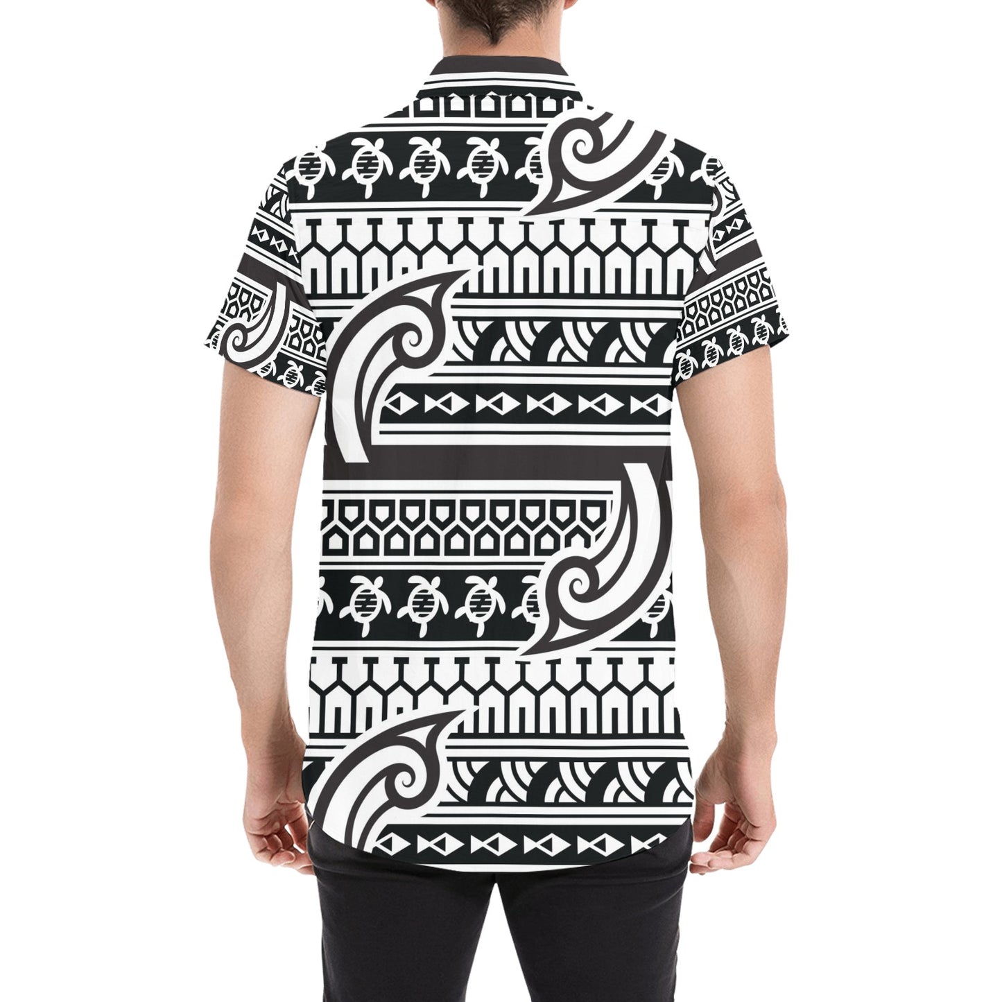 Samoan Style Print Design LKS305 Men Short Sleeve Button Up Shirt