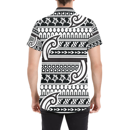 Samoan Style Print Design LKS305 Men Short Sleeve Button Up Shirt
