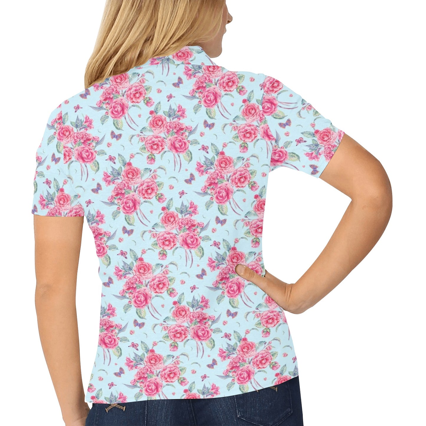 Camellia Pattern Print Design 01 Women's Polo Shirt