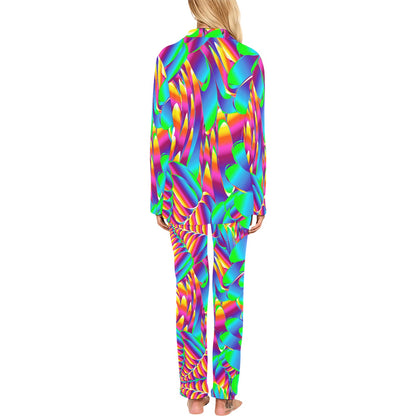 Psychedelic Trippy Pattern Women's Long Pajama Set