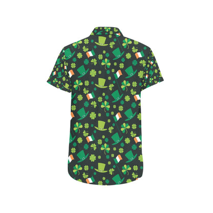 Shamrock Saint Patrick's Day Print Design LKS304 Men Short Sleeve Button Up Shirt