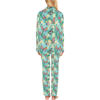 Butterfly Pattern Print Design 09 Women's Long Pajama Set
