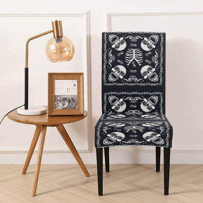 Bandana Skull Black White Print Design LKS306 Dining Chair Slipcover