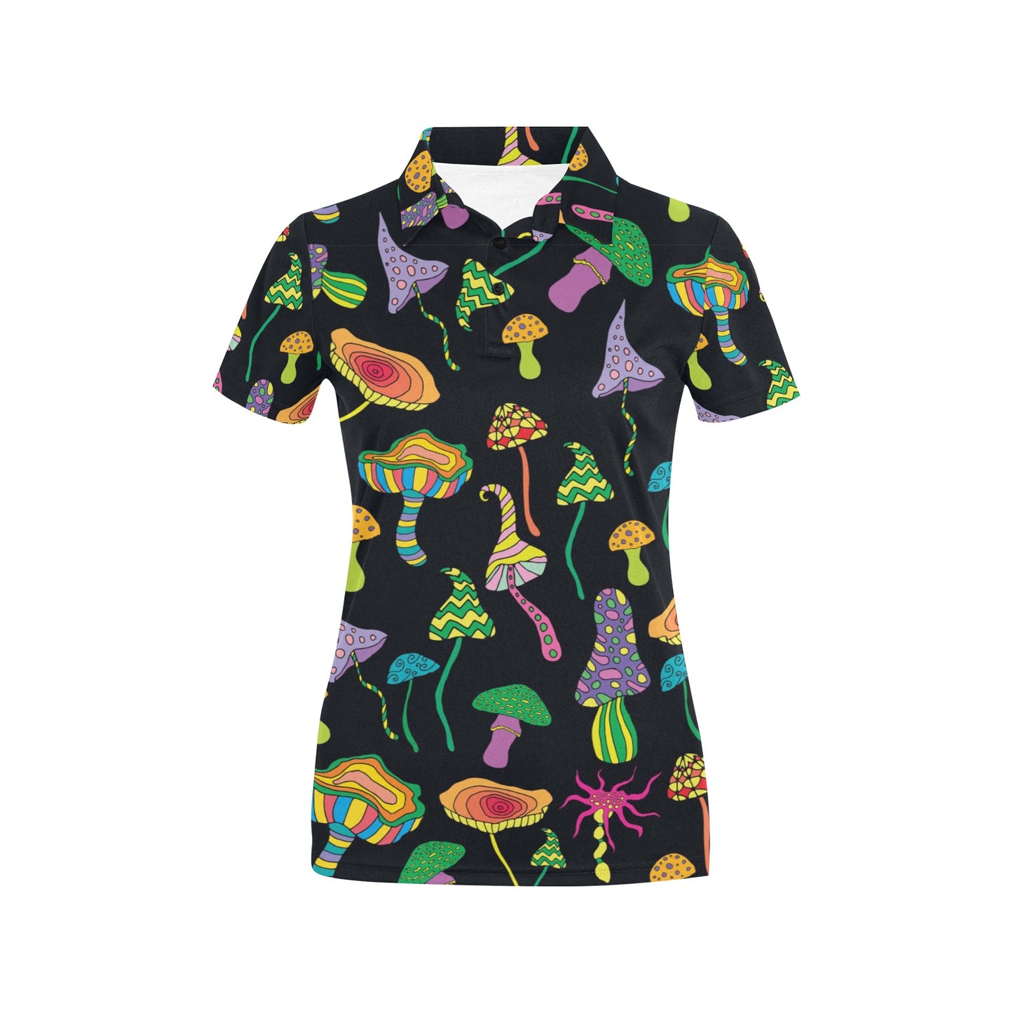 Psychedelic Mushroom Pattern Print Design A02 Women's Polo Shirt