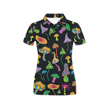 Psychedelic Mushroom Pattern Print Design A02 Women's Polo Shirt