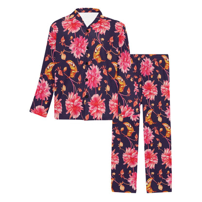 Dahlia Pattern Print Design DH03 Men's Long Pajama Set
