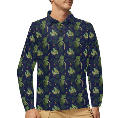 Boa Pattern Print Design 02 Long Sleeve Polo Shirt For Men's