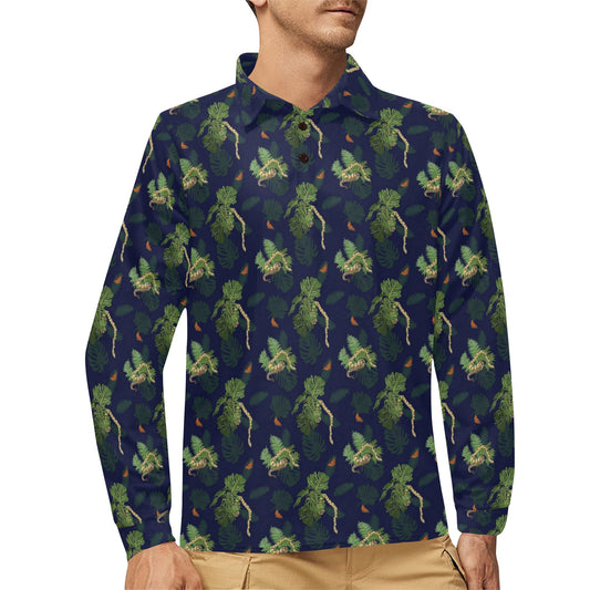 Boa Pattern Print Design 02 Long Sleeve Polo Shirt For Men's