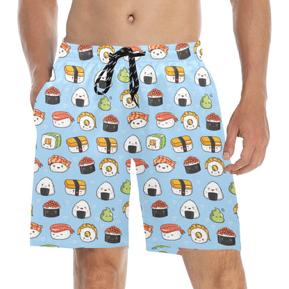 Sushi Print Design LKS303 Men's Swim Trunks Beach Shorts