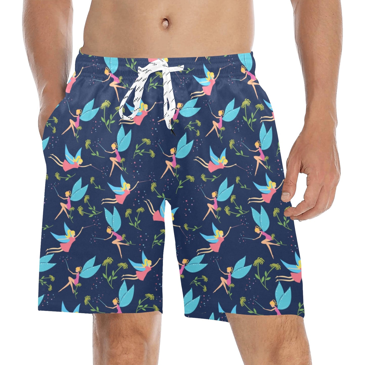 Fairy with flower Print Pattern Men's Swim Trunks Beach Shorts