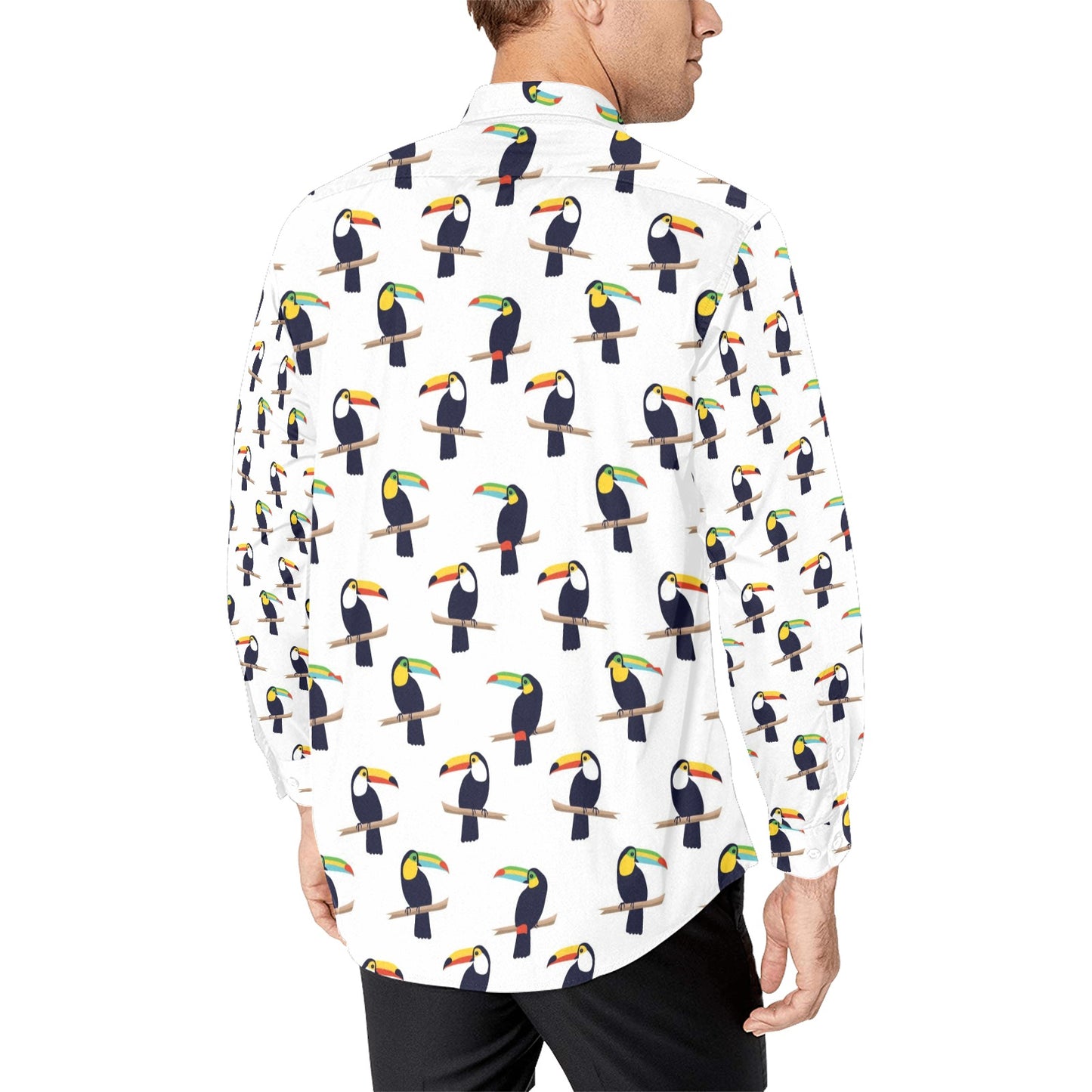 Toucan Print Design LKS305 Men's Long Sleeve Dress Shirt
