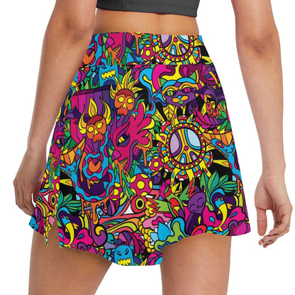 Trippy Print Design LKS304 17" Golf & Pickleball Skort with Pockets