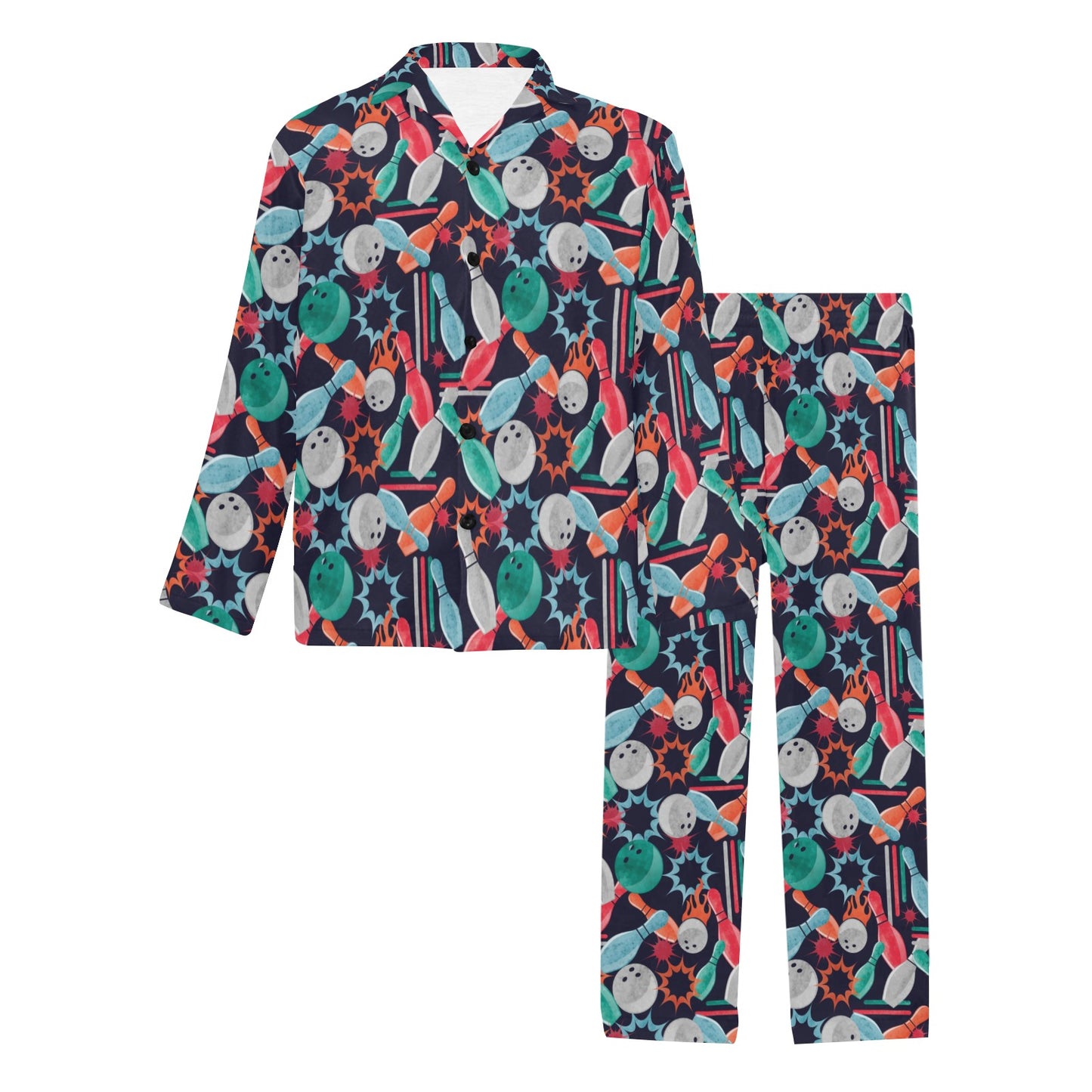 Bowling Pattern Print Design 08 Men's Long Pajama Set