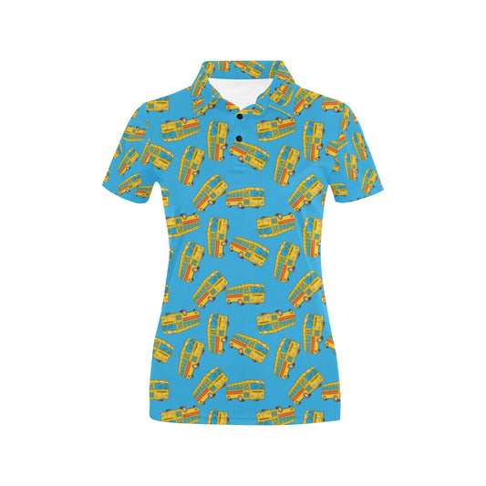 School Bus Print Design LKS302 Women's Polo Shirt
