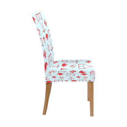 Hockey Red Equipment Print Design LKS305 Dining Chair Slipcover