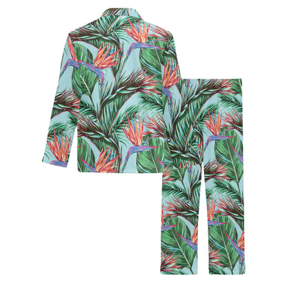 Bird Of Paradise Pattern Print Design BOP01 Men's Long Pajama Set