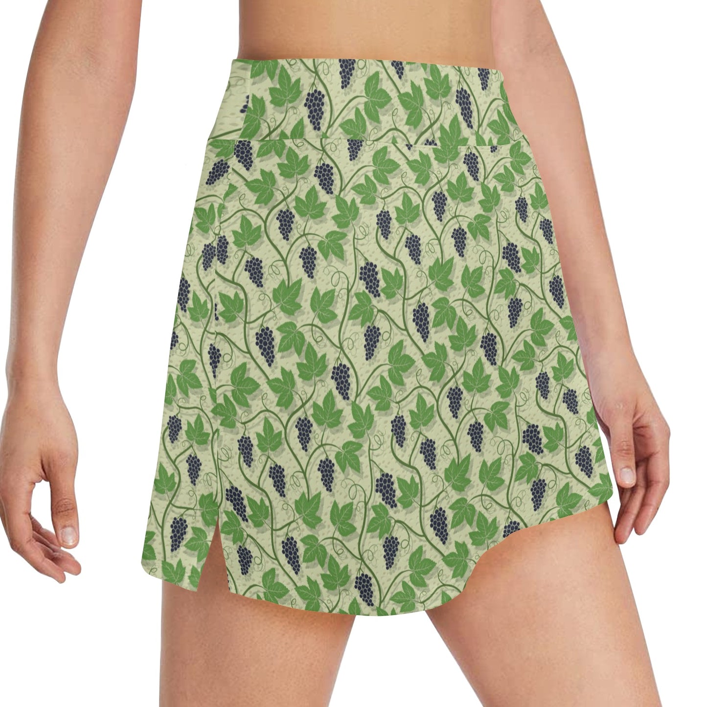 Wine Grape Thmed Print Women's Golf Skirt with Pocket