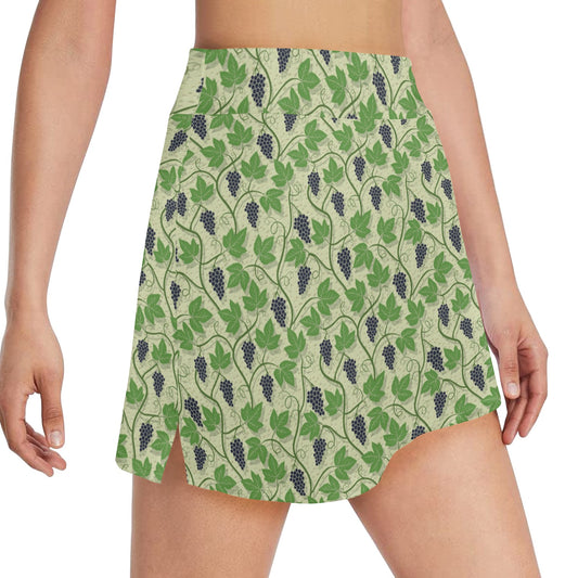 Wine Grape Thmed Print 17" Golf & Pickleball Skort with Pockets