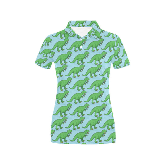 T Rex Pattern Print Design A01 Women's Polo Shirt