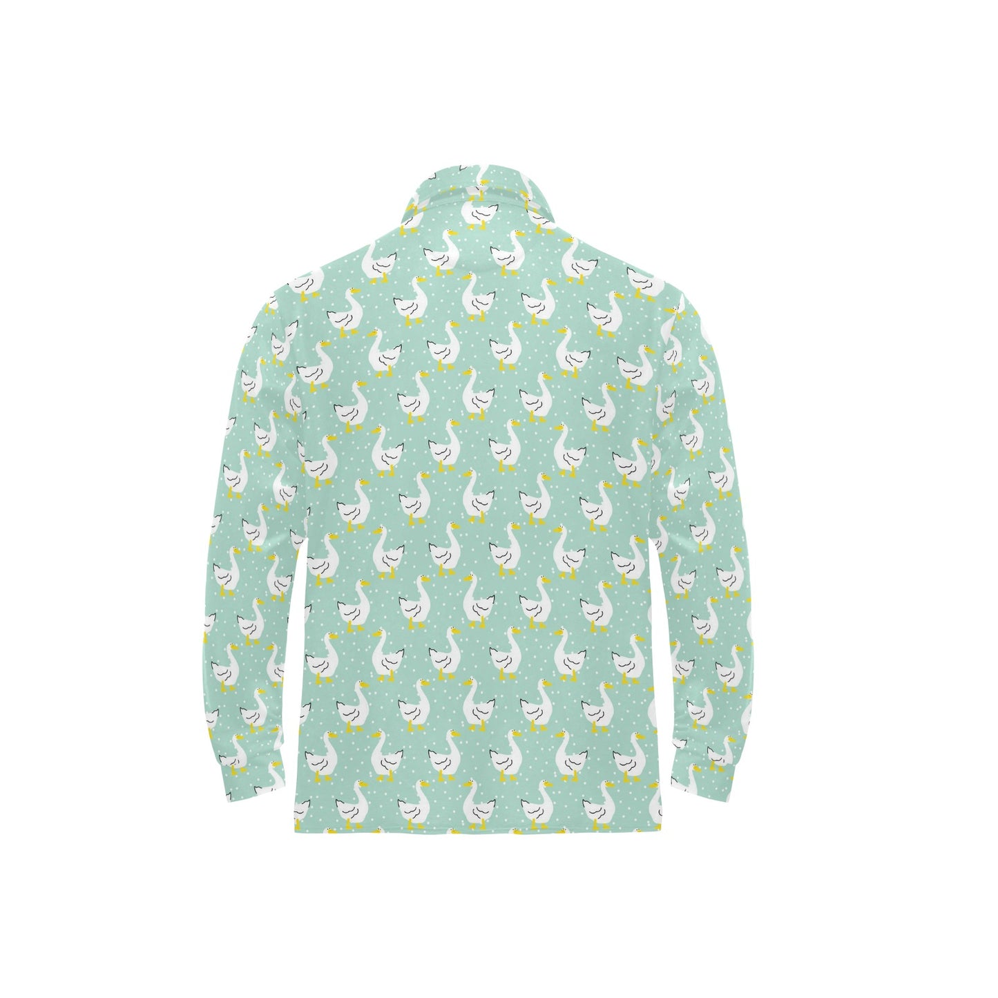Goose Print Design LKS404 Long Sleeve Polo Shirt For Men's