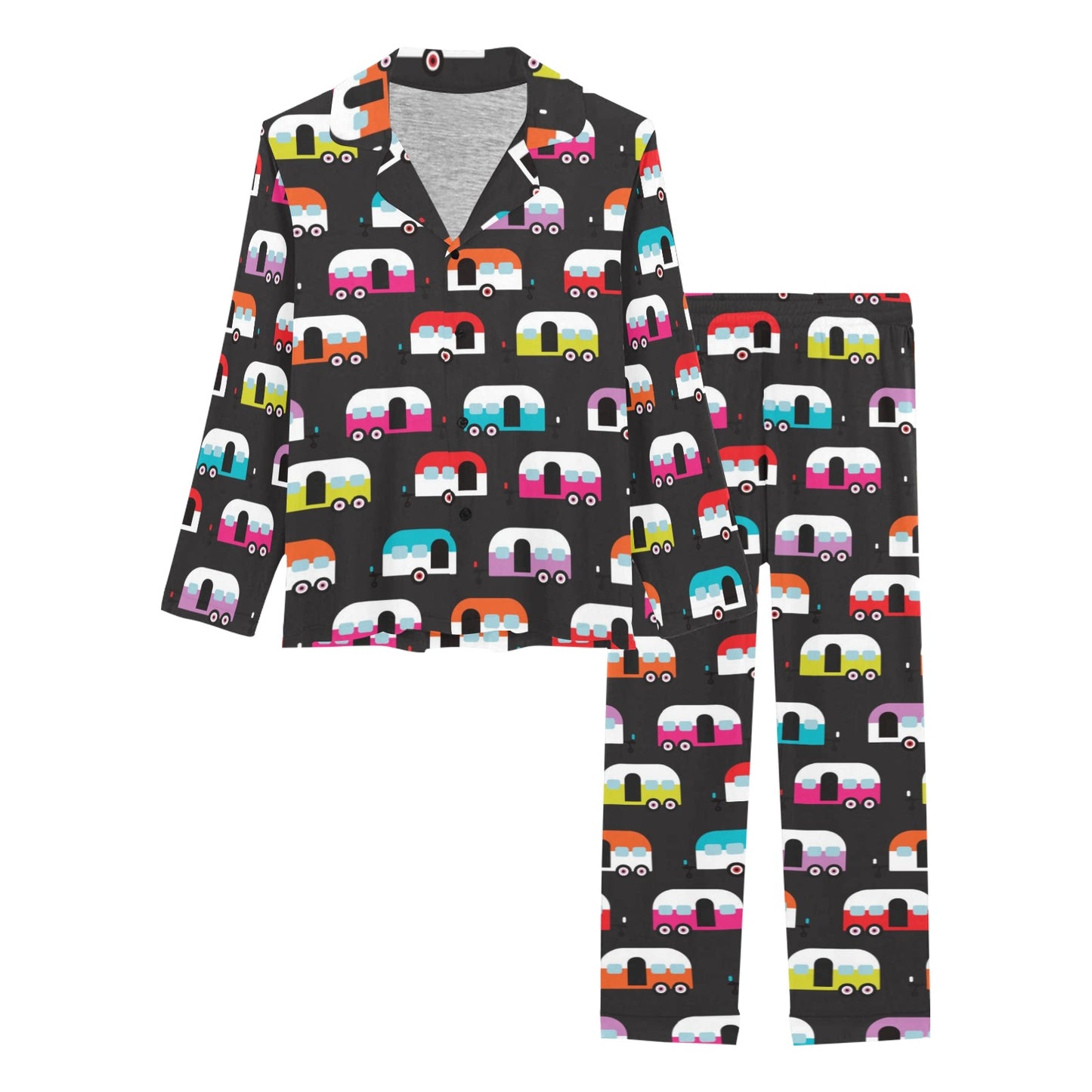 Camper Caravan Pattern Women's Long Pajama Set