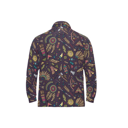 Tribal native american Aztec Long Sleeve Polo Shirt For Men's