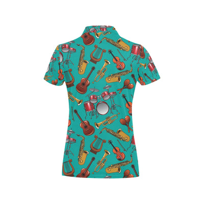 Drum Set Pattern Print Design 01 Women's Polo Shirt