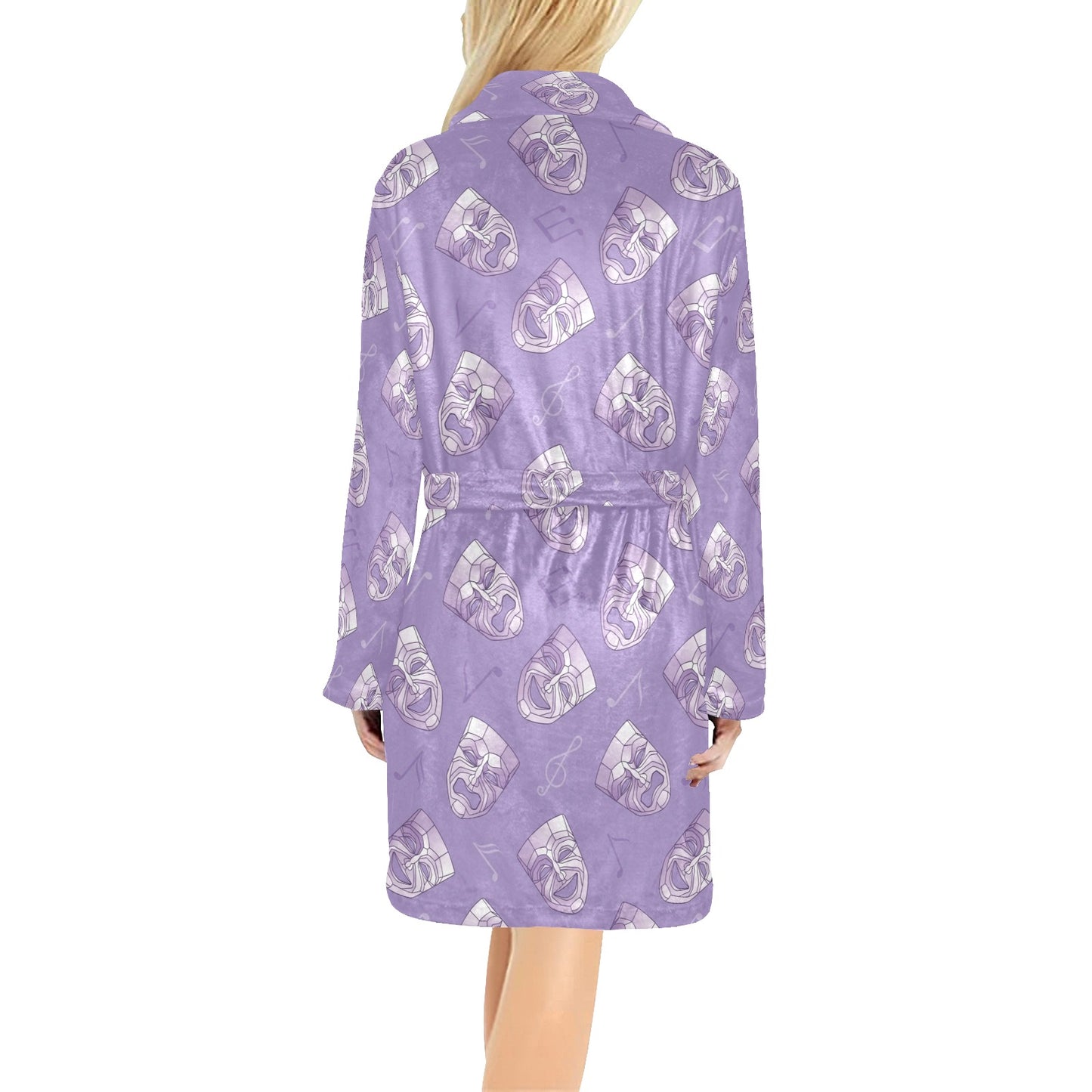 Acting Mask Pattern Print Design 05 Women's Fleece Robe