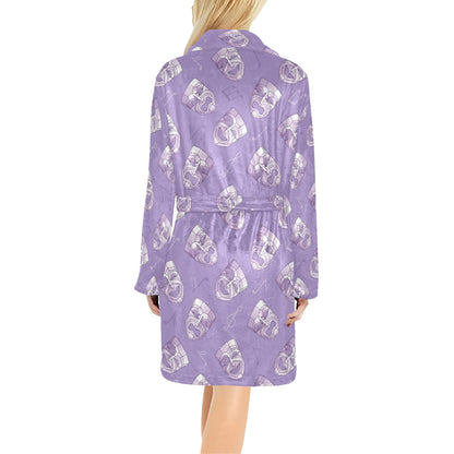 Acting Mask Pattern Print Design 05 Women's Fleece Robe