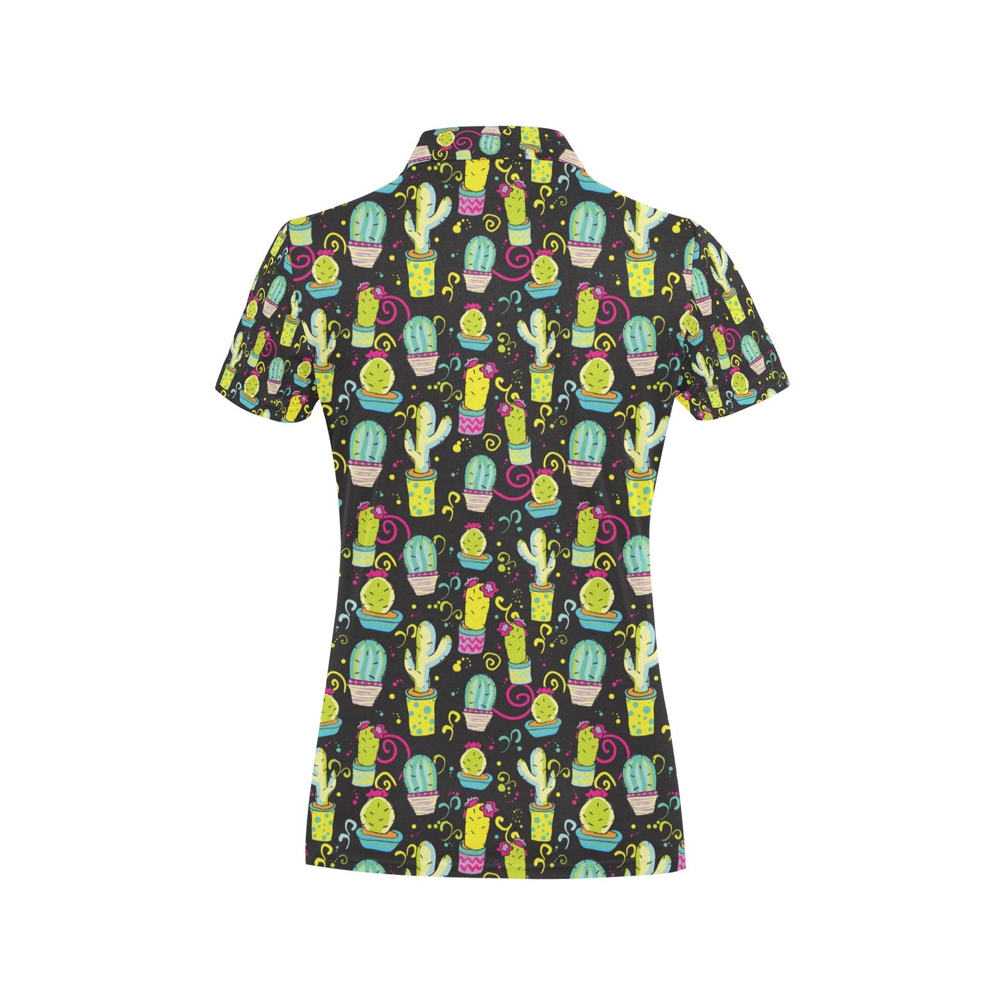 Cactus Neon Style Print Pattern Women's Polo Shirt