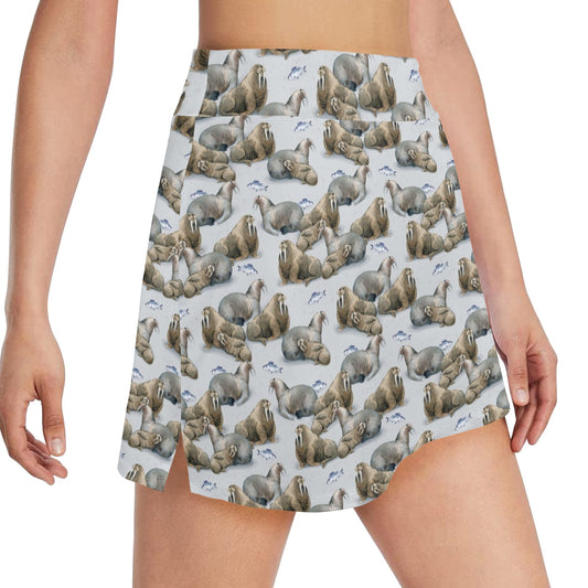 Walrus Print Design LKS401 17" Golf & Pickleball Skort with Pockets