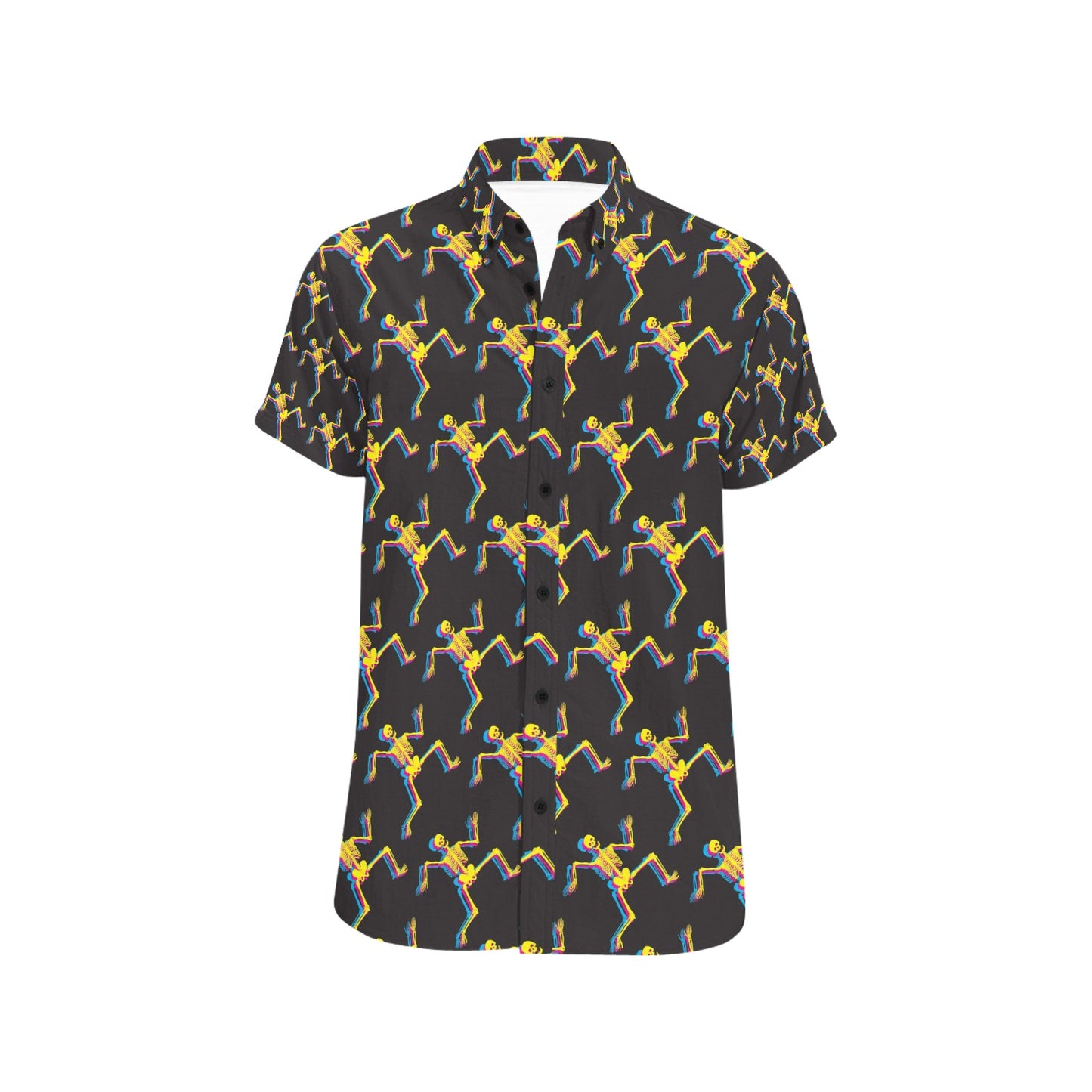 Skeleton Skeleton 3D Print Design LKS301 Men Short Sleeve Button Up Shirt