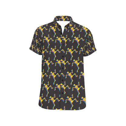Skeleton Skeleton 3D Print Design LKS301 Men Short Sleeve Button Up Shirt