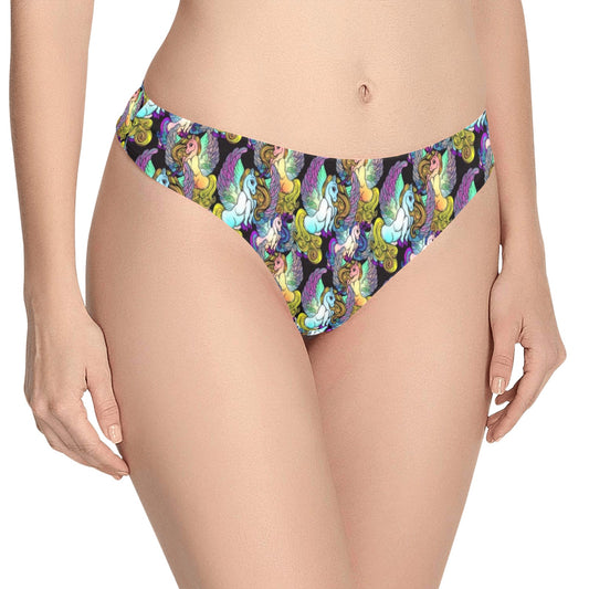 Unicorn With Wings Print Pattern Women's Thongs