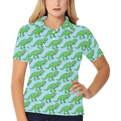 T Rex Pattern Print Design A01 Women's Polo Shirt