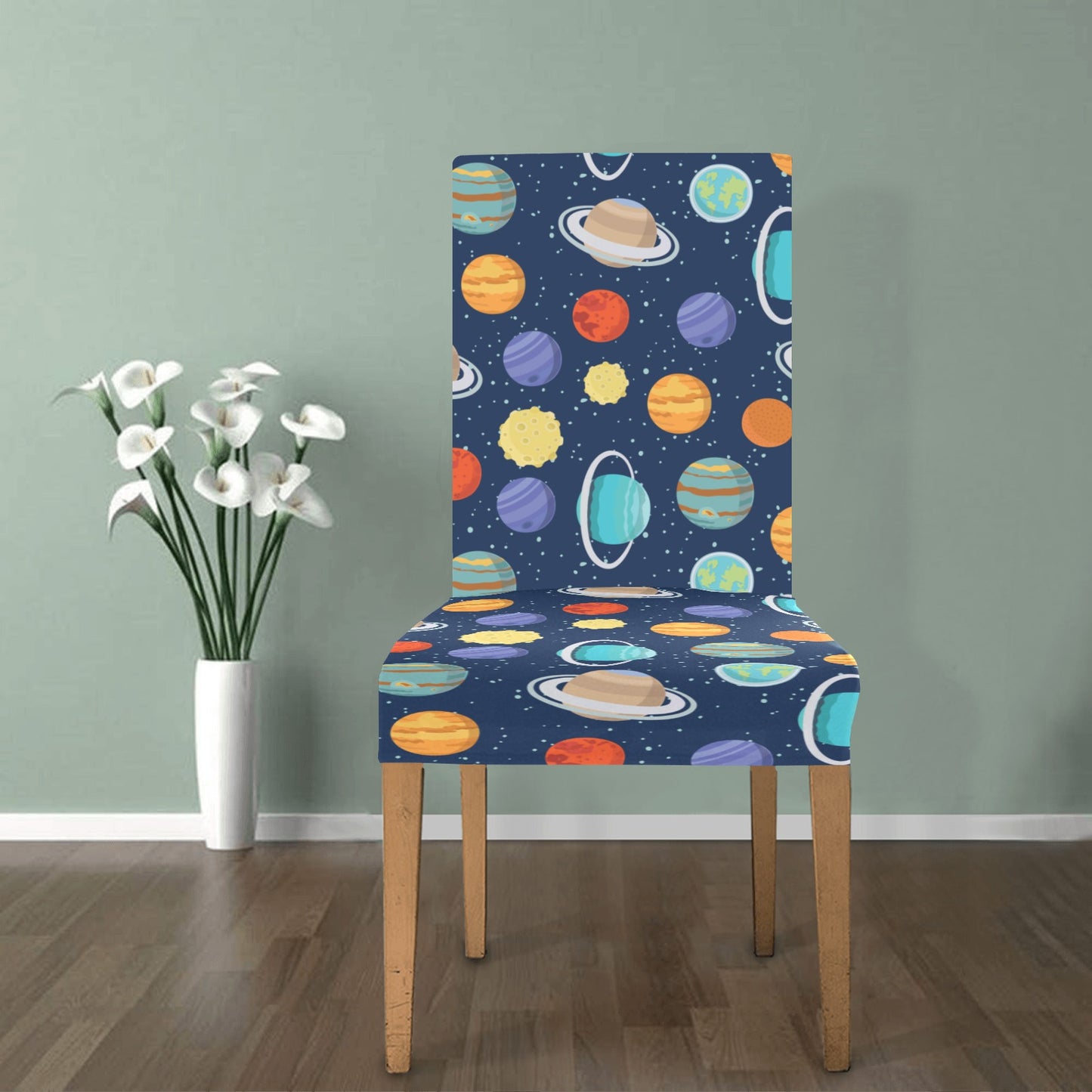 Planet With Star Print Design LKS303 Dining Chair Slipcover